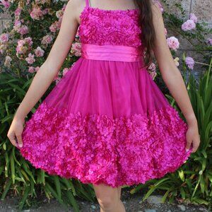 Magenta Flower Dress for Young Girls Size for 8 to 10 years old